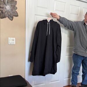 Ulla Popken NWOT black hoodie sweatshirt dress 40” long so cute & warm!